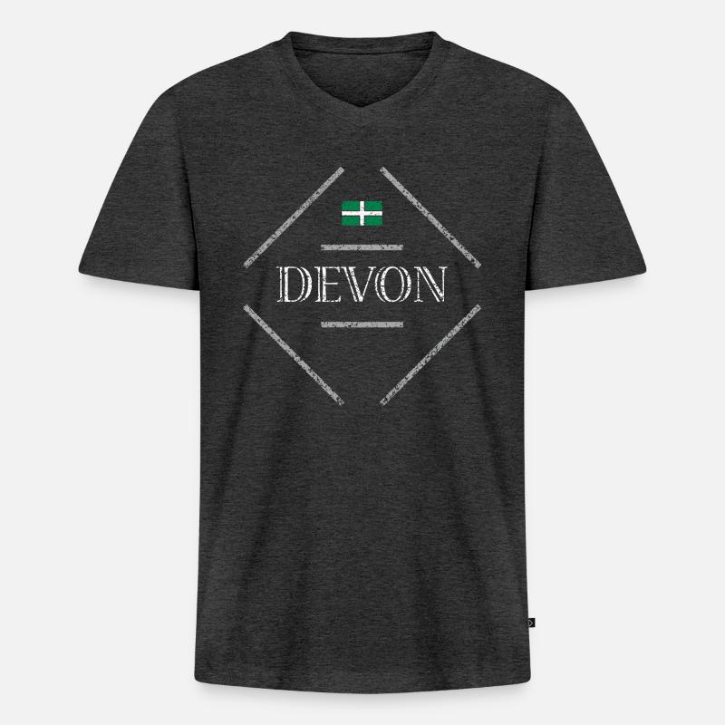 Devon - Männer Premium Bio T-Shirt mit V-Ausschnitt - Anthrazit meliert