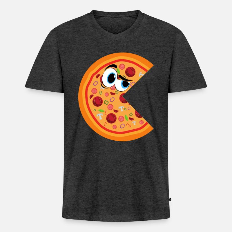 Pizza for couples - Männer Premium Bio T-Shirt mit V-Ausschnitt - Anthrazit meliert