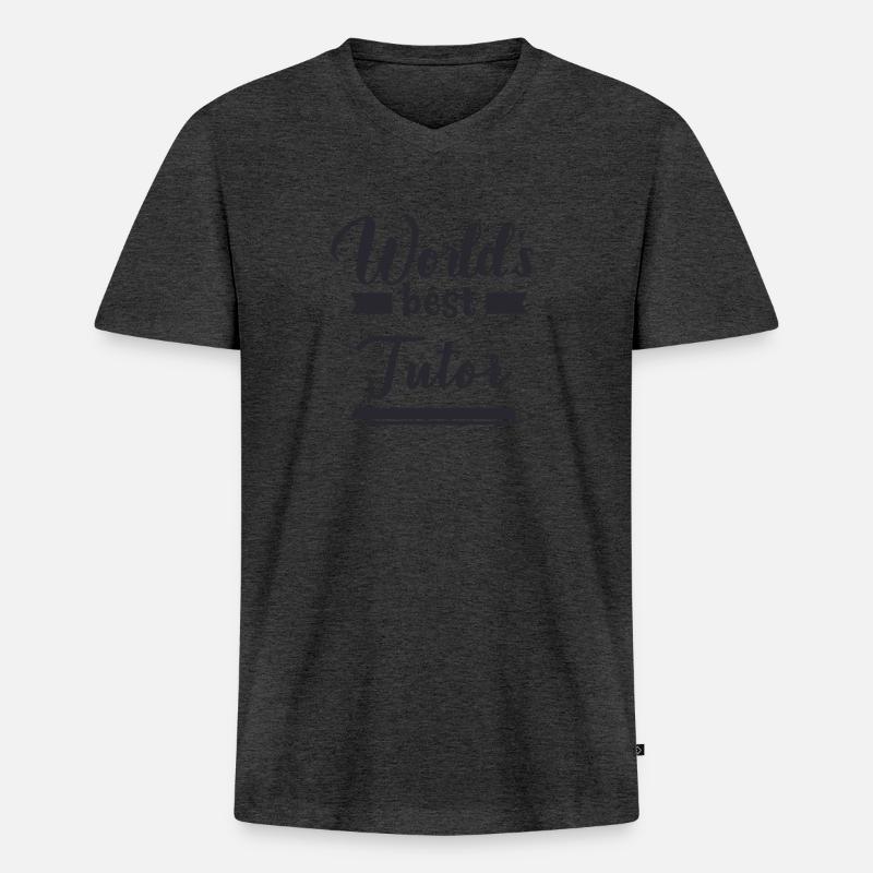Weltbester Tutor - Männer Premium Bio T-Shirt mit V-Ausschnitt - Anthrazit meliert