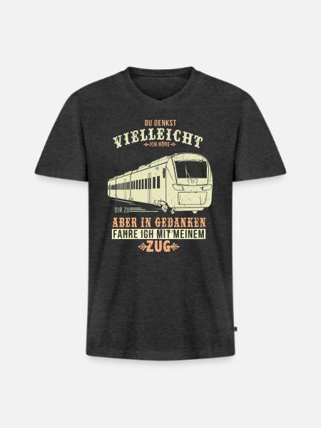 Lokführer Triebfahrzeugführer Bahnfahrer - Männer Premium Bio T-Shirt mit V-Ausschnitt - Anthrazit meliert