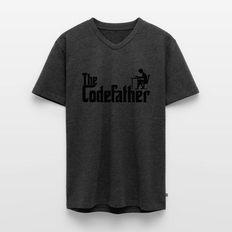 Informatiker Programmierer Codefather Coder Coding Männer Premium Bio T-Shirt mit V-Ausschnitt
