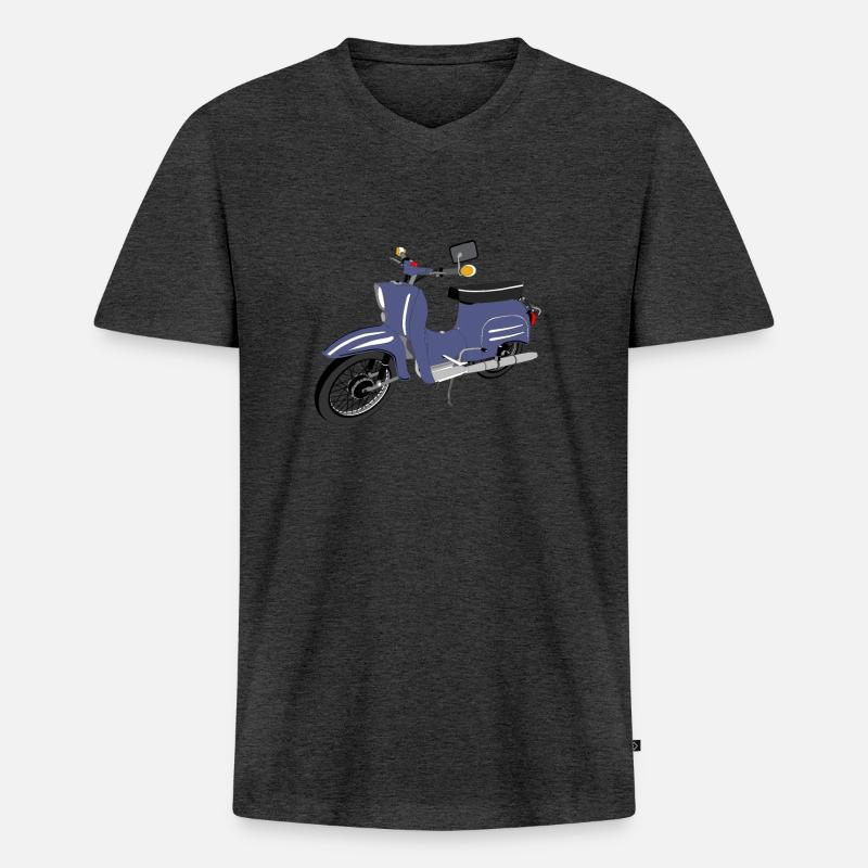 Simson Schwalbe blau - Männer Premium Bio T-Shirt mit V-Ausschnitt - Anthrazit meliert