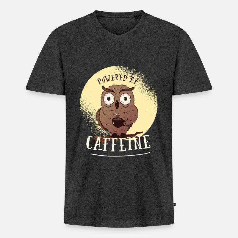 KOFFEIN-EULE - Männer Premium Bio T-Shirt mit V-Ausschnitt - Anthrazit meliert