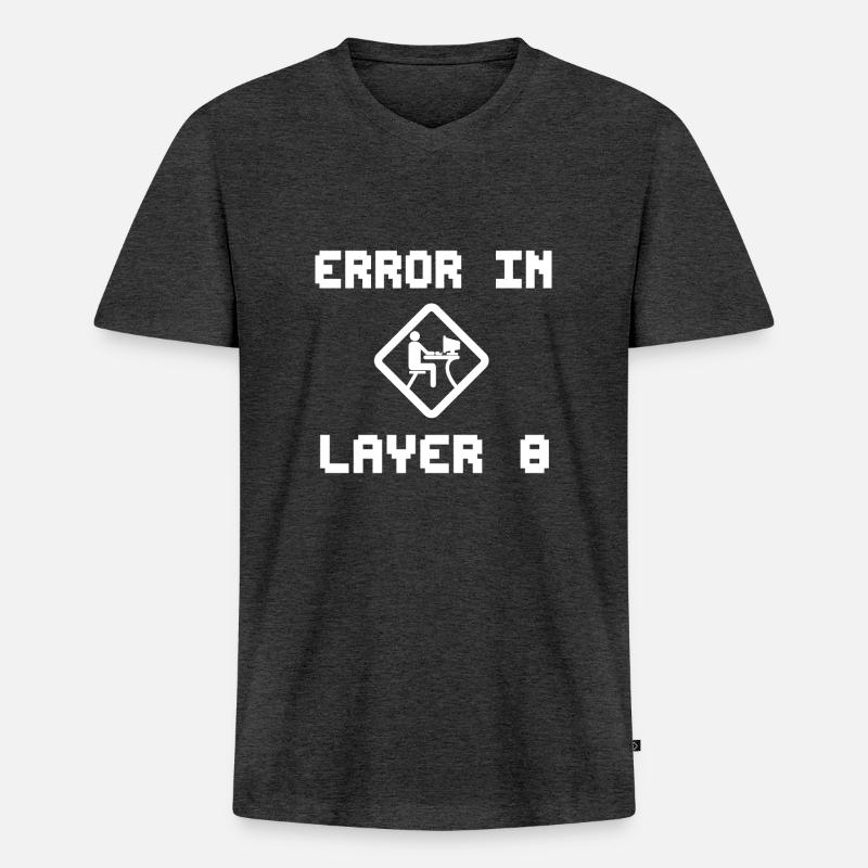 Error in Layer 8 - Männer Premium Bio T-Shirt mit V-Ausschnitt - Anthrazit meliert