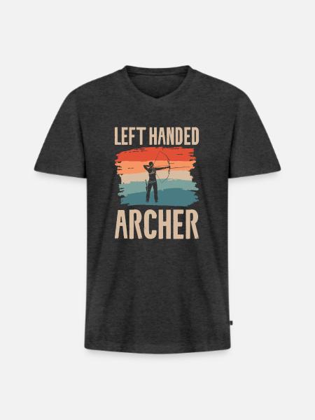 Linkshänder Bogenschützen Bogenschützen - Männer Premium Bio T-Shirt mit V-Ausschnitt - Anthrazit meliert