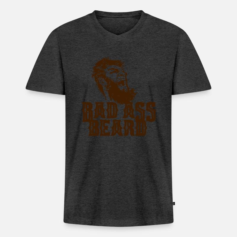 Bart, Bärte, Hipster, Vollbart, Geschenk, - Männer Premium Bio T-Shirt mit V-Ausschnitt - Anthrazit meliert