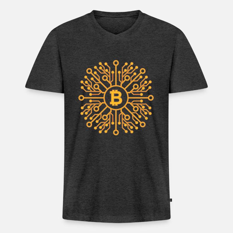 Bitcoin - Männer Premium Bio T-Shirt mit V-Ausschnitt - Anthrazit meliert