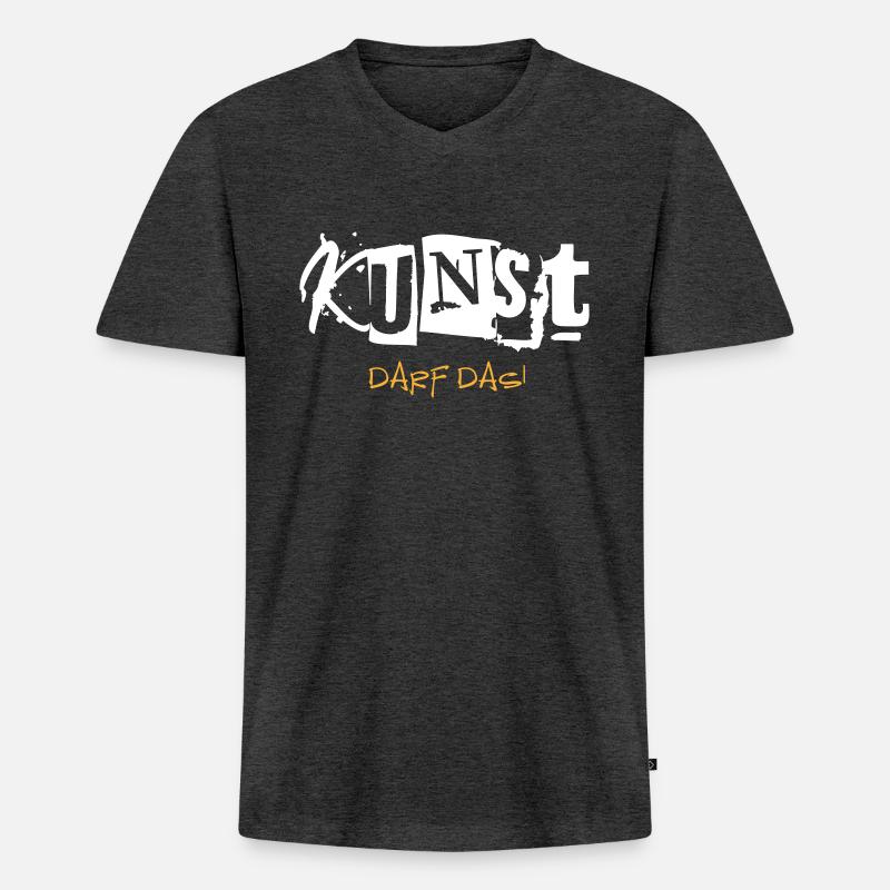 Kunst darf das! - Männer Premium Bio T-Shirt mit V-Ausschnitt - Anthrazit meliert