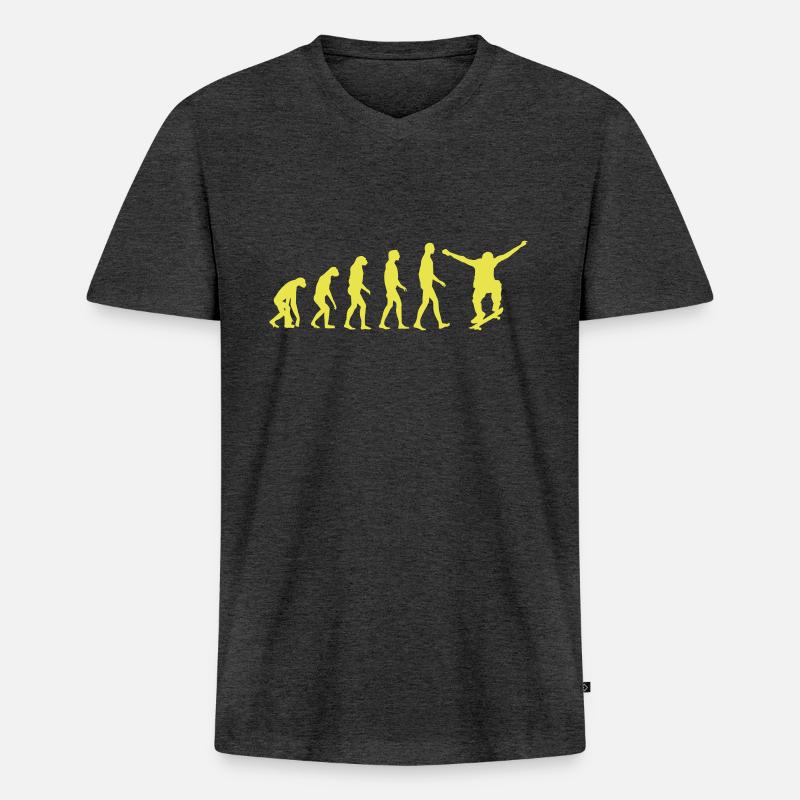 skate evolution - Männer Premium Bio T-Shirt mit V-Ausschnitt - Anthrazit meliert