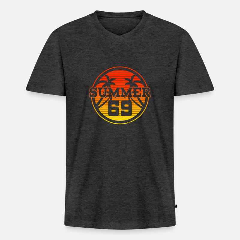 Summer 69 - Männer Premium Bio T-Shirt mit V-Ausschnitt - Anthrazit meliert