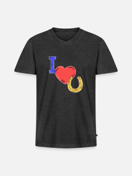 Pferde Geschenkidee - Männer Premium Bio T-Shirt mit V-Ausschnitt - Anthrazit meliert