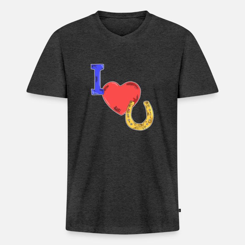 Pferde Geschenkidee - Männer Premium Bio T-Shirt mit V-Ausschnitt - Anthrazit meliert