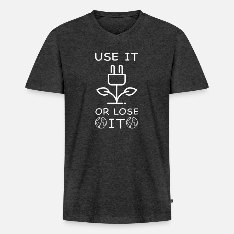 Erneuerbare Energien Photovoltaik oder Windkraft - Männer Premium Bio T-Shirt mit V-Ausschnitt - Anthrazit meliert