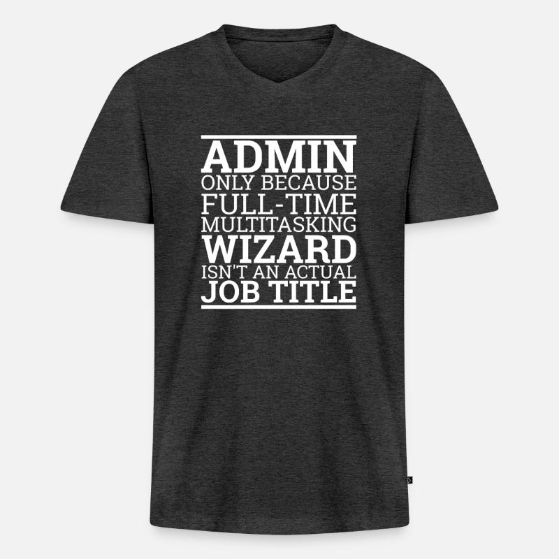 "Admin Wizard | Admin" - Männer Premium Bio T-Shirt mit V-Ausschnitt - Anthrazit meliert