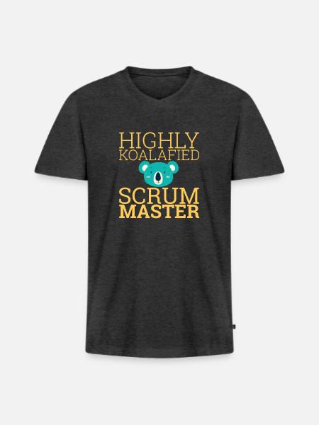 "Scrum Master Koalafied | "Scrum Master"" - Männer Premium Bio T-Shirt mit V-Ausschnitt - Anthrazit meliert