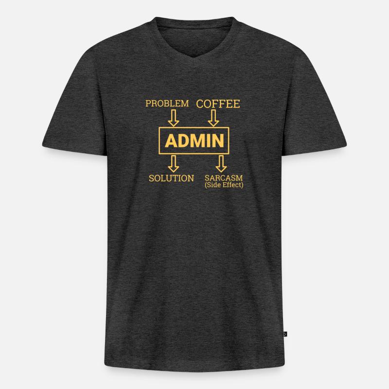 "Admin Sarcasm | Admin" - Männer Premium Bio T-Shirt mit V-Ausschnitt - Anthrazit meliert