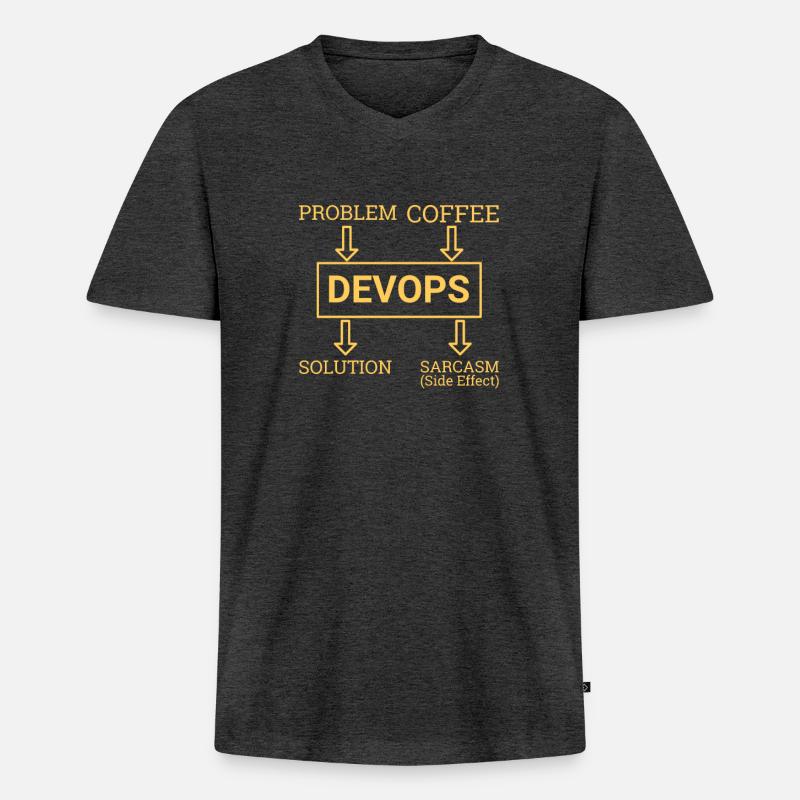 "DevOps Sarcasm | Softwareentwicklung" - Männer Premium Bio T-Shirt mit V-Ausschnitt - Anthrazit meliert