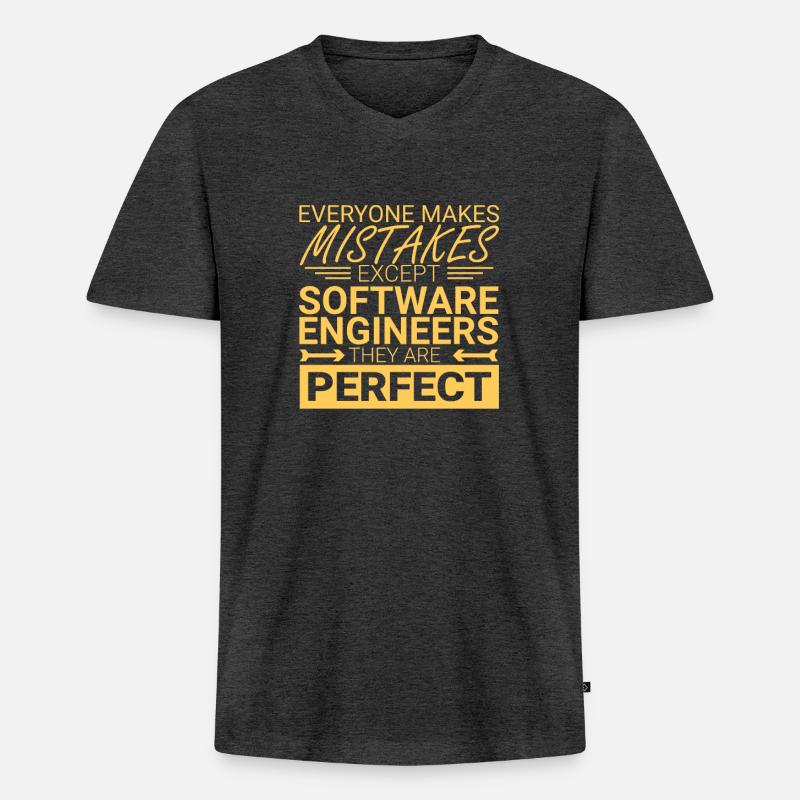"Software Engineer Perfect | Programming" - Männer Premium Bio T-Shirt mit V-Ausschnitt - Anthrazit meliert