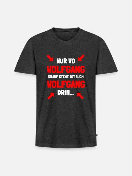 Wolfgang ist mein Name - Männer Premium Bio T-Shirt mit V-Ausschnitt - Anthrazit meliert
