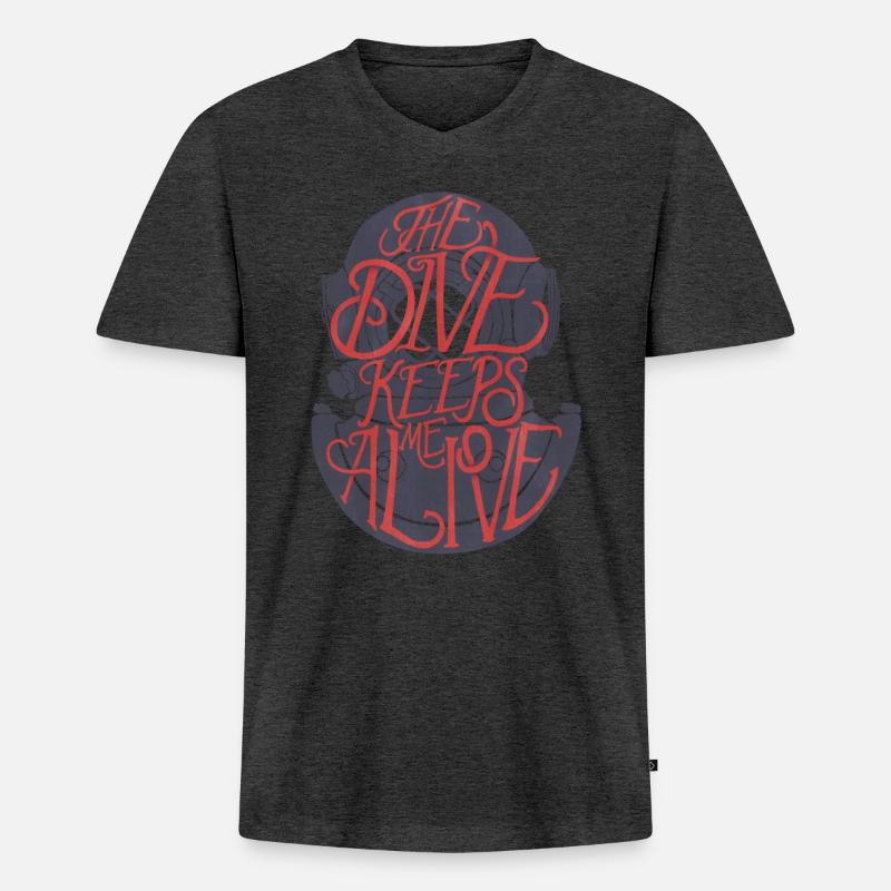 The Dive Keeps Me Alive - Männer Premium Bio T-Shirt mit V-Ausschnitt - Anthrazit meliert