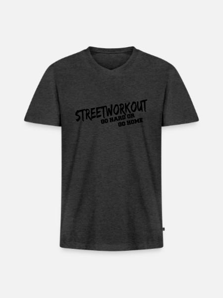 Streetworkout - Männer Premium Bio T-Shirt mit V-Ausschnitt - Anthrazit meliert