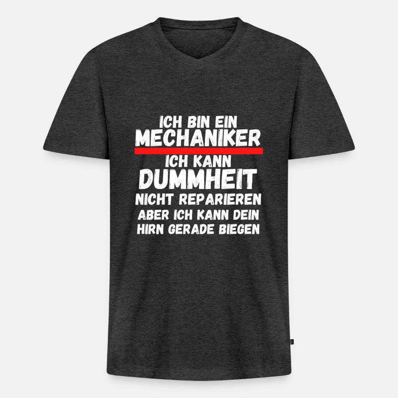 Ich bin ein Mechaniker - Männer Premium Bio T-Shirt mit V-Ausschnitt - Anthrazit meliert