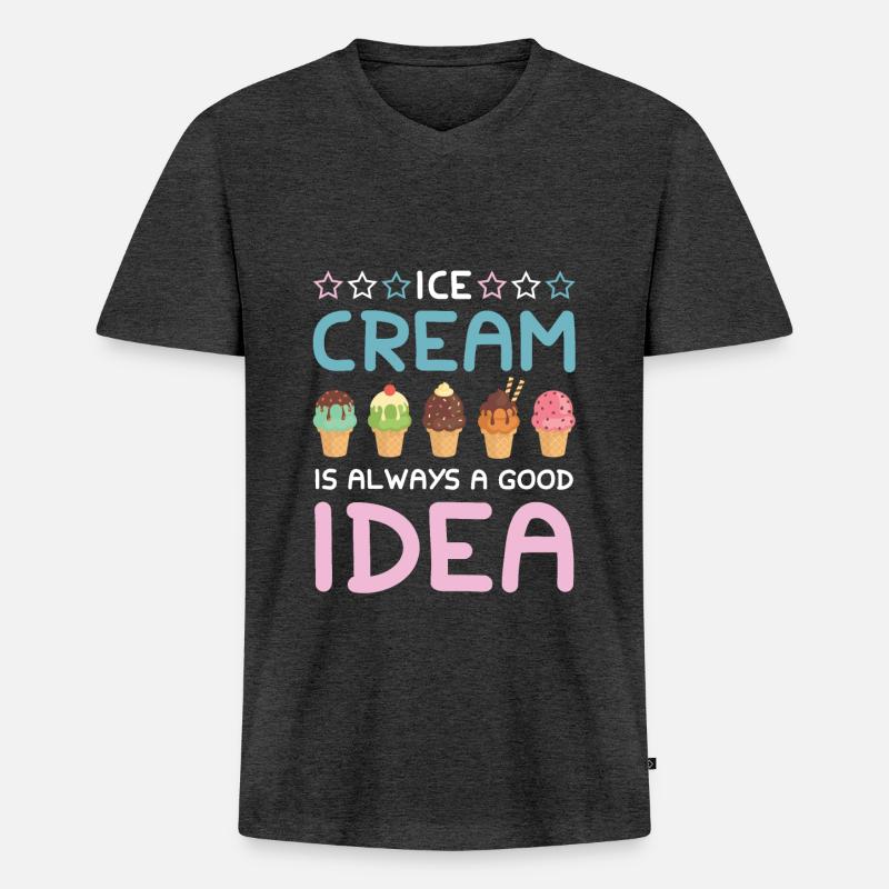 Eis Eiscreme idea Spruch - Männer Premium Bio T-Shirt mit V-Ausschnitt - Anthrazit meliert