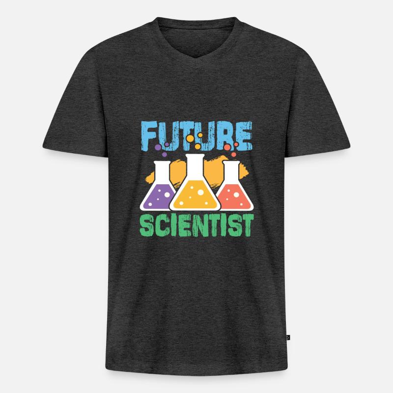 Science Wissenschaft Atom - Männer Premium Bio T-Shirt mit V-Ausschnitt - Anthrazit meliert