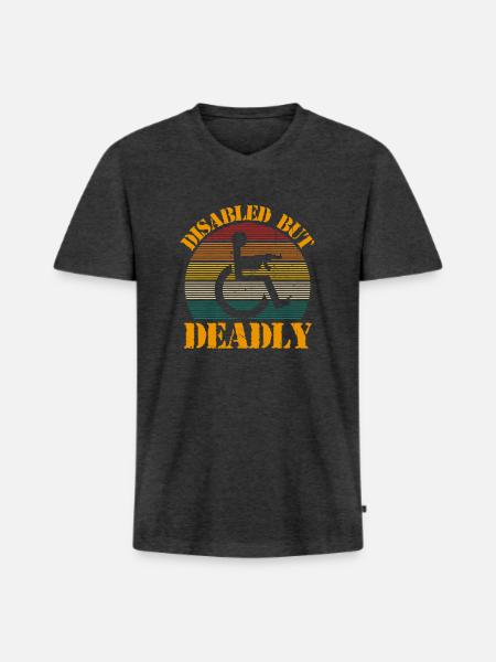 Disbaled but Deadly - Männer Premium Bio T-Shirt mit V-Ausschnitt - Anthrazit meliert