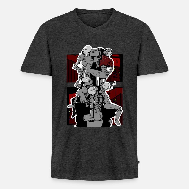 Säule oder Piep - Männer Premium Bio T-Shirt mit V-Ausschnitt - Anthrazit meliert