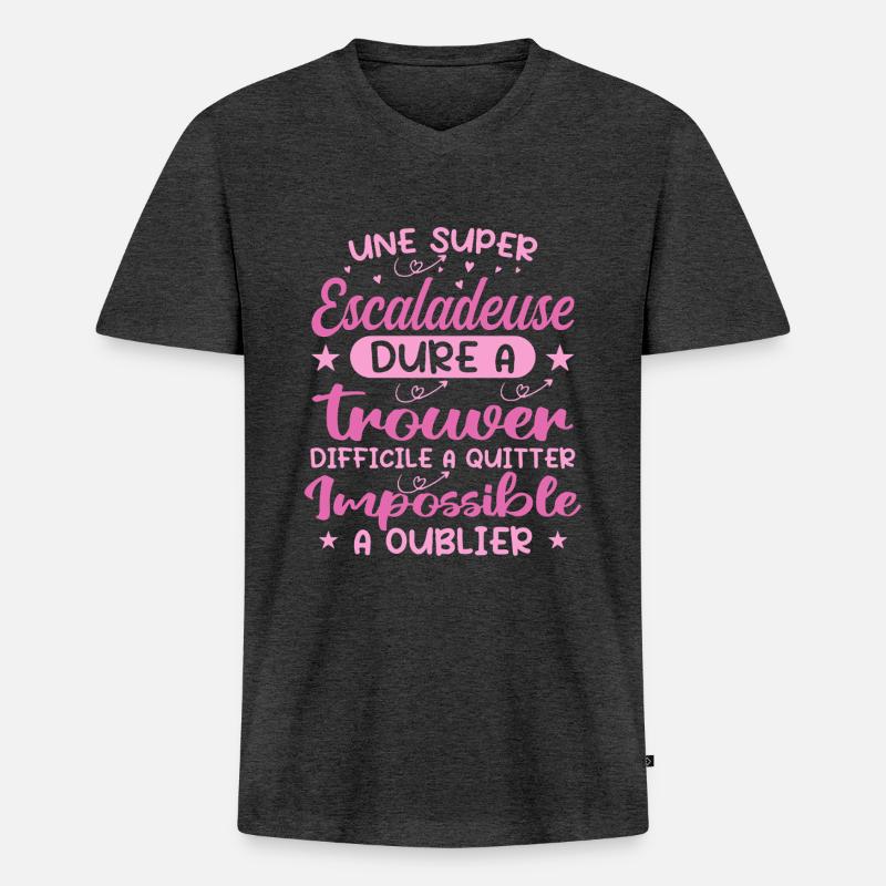 Ein Superkletterer - Kletterer Geschenk - Männer Premium Bio T-Shirt mit V-Ausschnitt - Anthrazit meliert