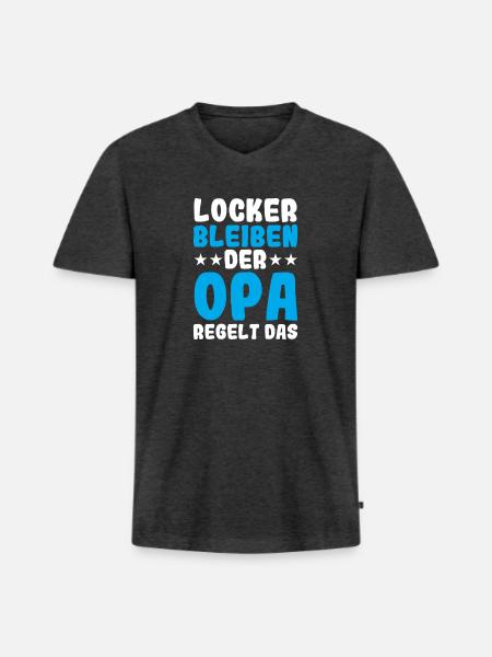 Opa Großvater Bester Opa Geschenk - Männer Premium Bio T-Shirt mit V-Ausschnitt - Anthrazit meliert