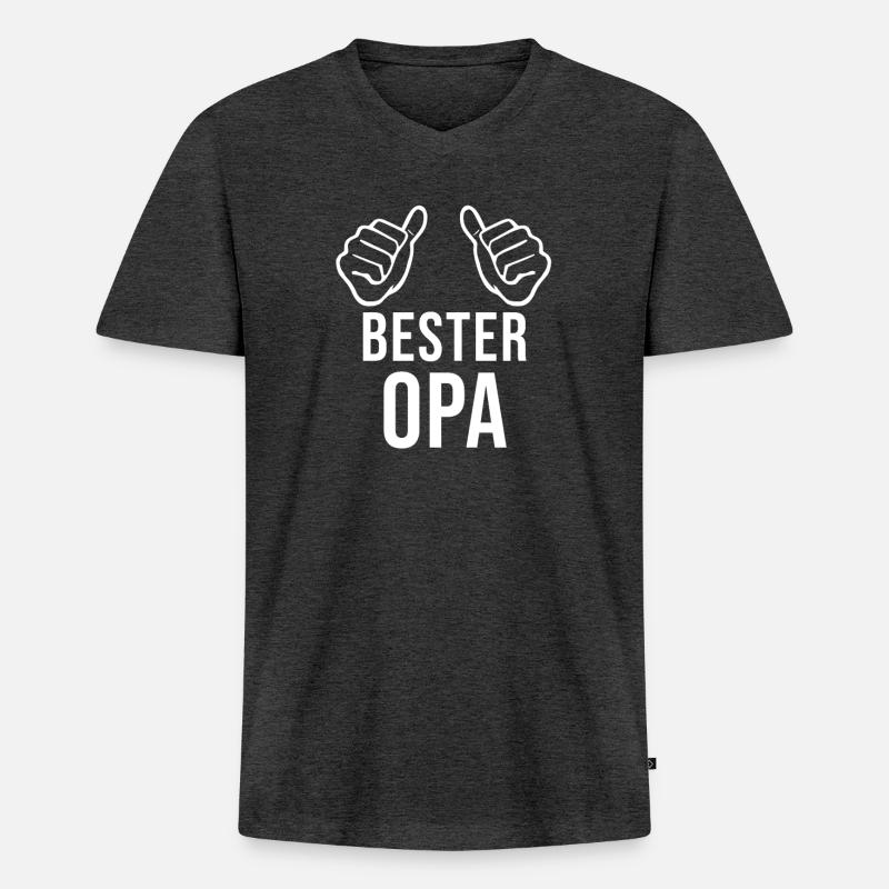 Bester Opa - Männer Premium Bio T-Shirt mit V-Ausschnitt - Anthrazit meliert