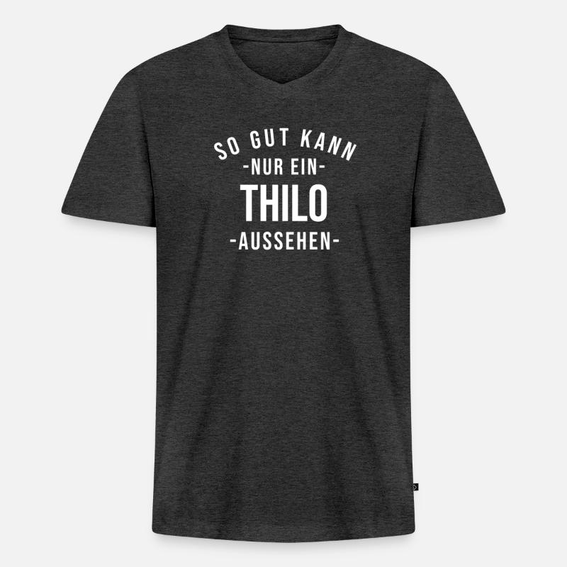 Thilo Name Spruch Geschenk Vorname Thilo - Männer Premium Bio T-Shirt mit V-Ausschnitt - Anthrazit meliert