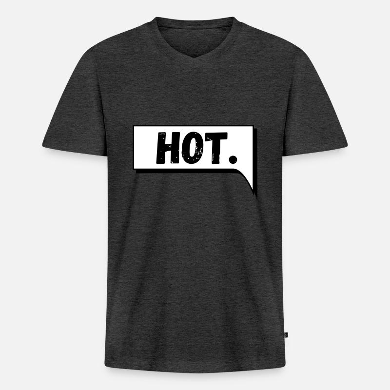 Comic Sprechblase Hot - Männer Premium Bio T-Shirt mit V-Ausschnitt - Anthrazit meliert