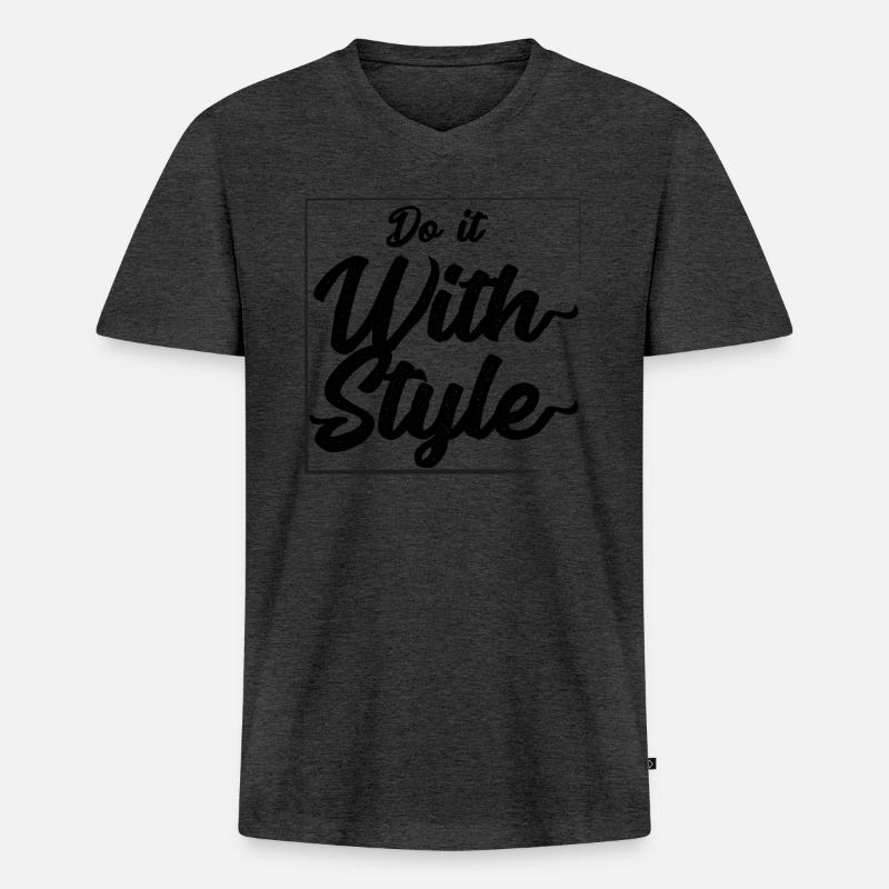 Tun Sie es mit Stil - Männer Premium Bio T-Shirt mit V-Ausschnitt - Anthrazit meliert