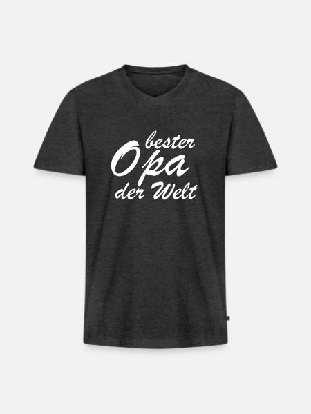 Bester Opa der Welt - Männer Premium Bio T-Shirt mit V-Ausschnitt - Anthrazit meliert
