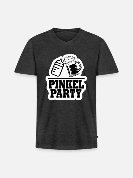 Pinkel Party Geschenkidee - Männer Premium Bio T-Shirt mit V-Ausschnitt - Anthrazit meliert