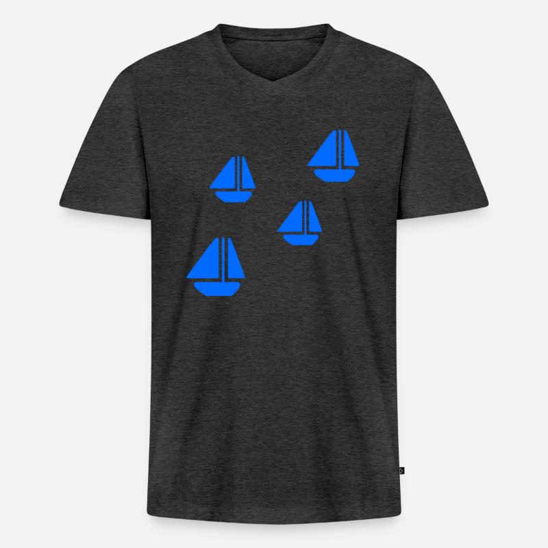 SEGELBOOTE - Männer Premium Bio T-Shirt mit V-Ausschnitt - Anthrazit meliert