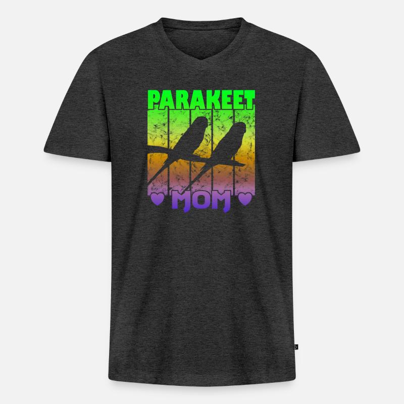 Parakeet Mom - Männer Premium Bio T-Shirt mit V-Ausschnitt - Anthrazit meliert