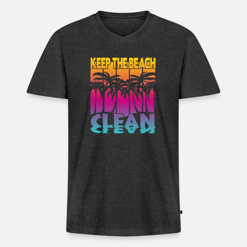 Keep the Beach clean - Männer Premium Bio T-Shirt mit V-Ausschnitt - Anthrazit meliert