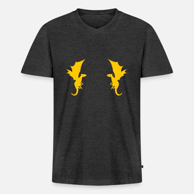 Drache Drachen Muster - Männer Premium Bio T-Shirt mit V-Ausschnitt - Anthrazit meliert
