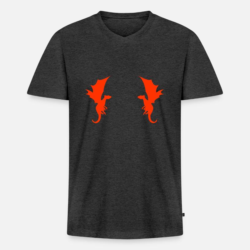 Drache Drachen Muster - Männer Premium Bio T-Shirt mit V-Ausschnitt - Anthrazit meliert