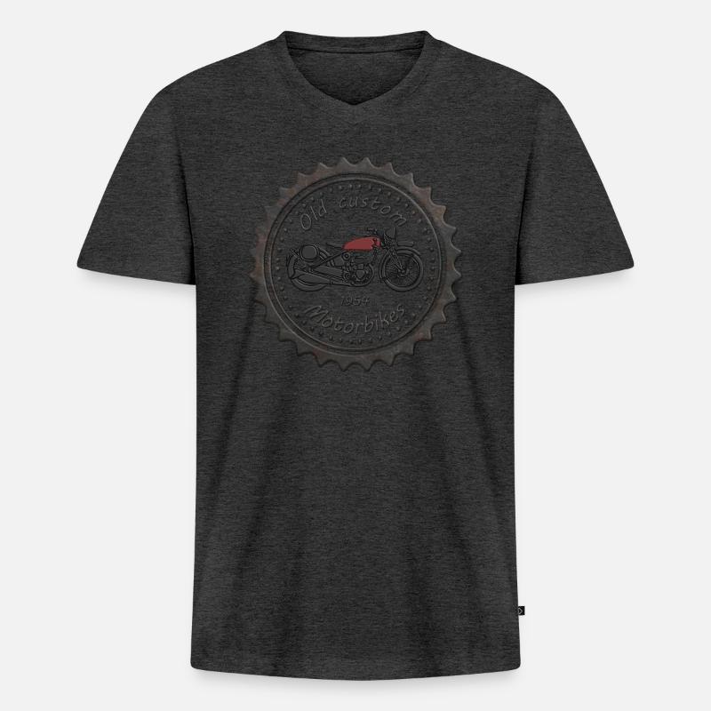 vaneemo® / Old custom Motorbikes - Männer Premium Bio T-Shirt mit V-Ausschnitt - Anthrazit meliert