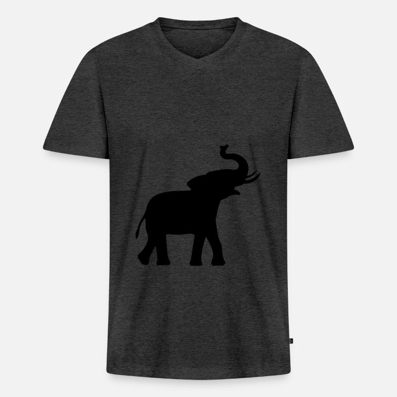 Elefant Silhouette Geschenkidee Elephant - Männer Premium Bio T-Shirt mit V-Ausschnitt - Anthrazit meliert