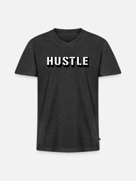 Hustle - Männer Premium Bio T-Shirt mit V-Ausschnitt - Anthrazit meliert