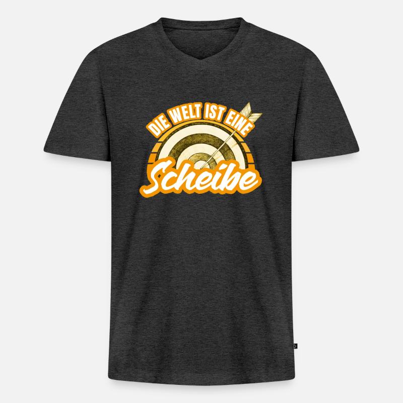 Spruch Bogenschiessen Bogenschütze - Männer Premium Bio T-Shirt mit V-Ausschnitt - Anthrazit meliert