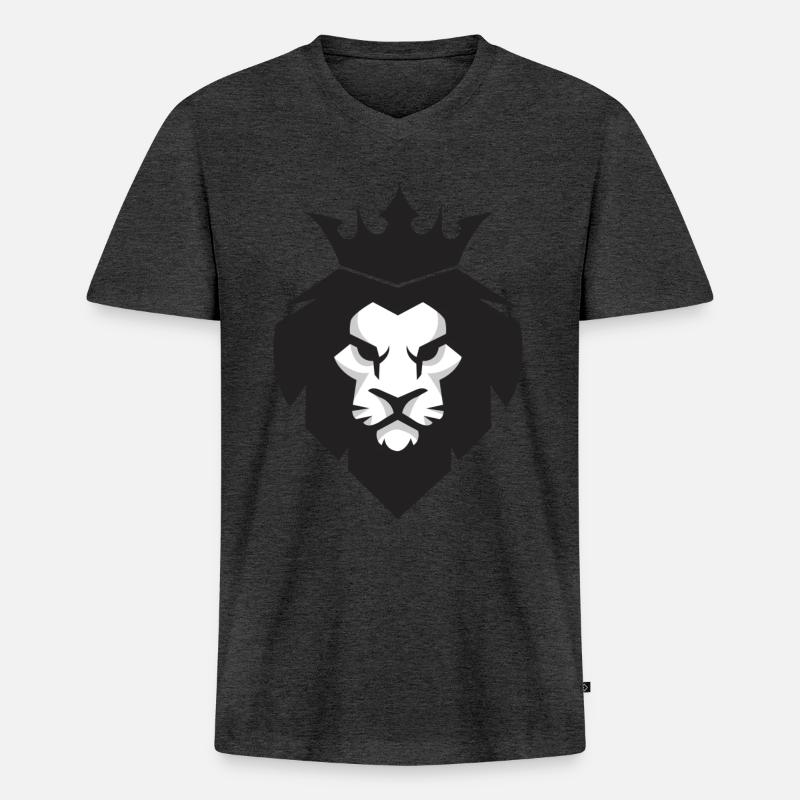 DER PRINZ - Männer Premium Bio T-Shirt mit V-Ausschnitt - Anthrazit meliert