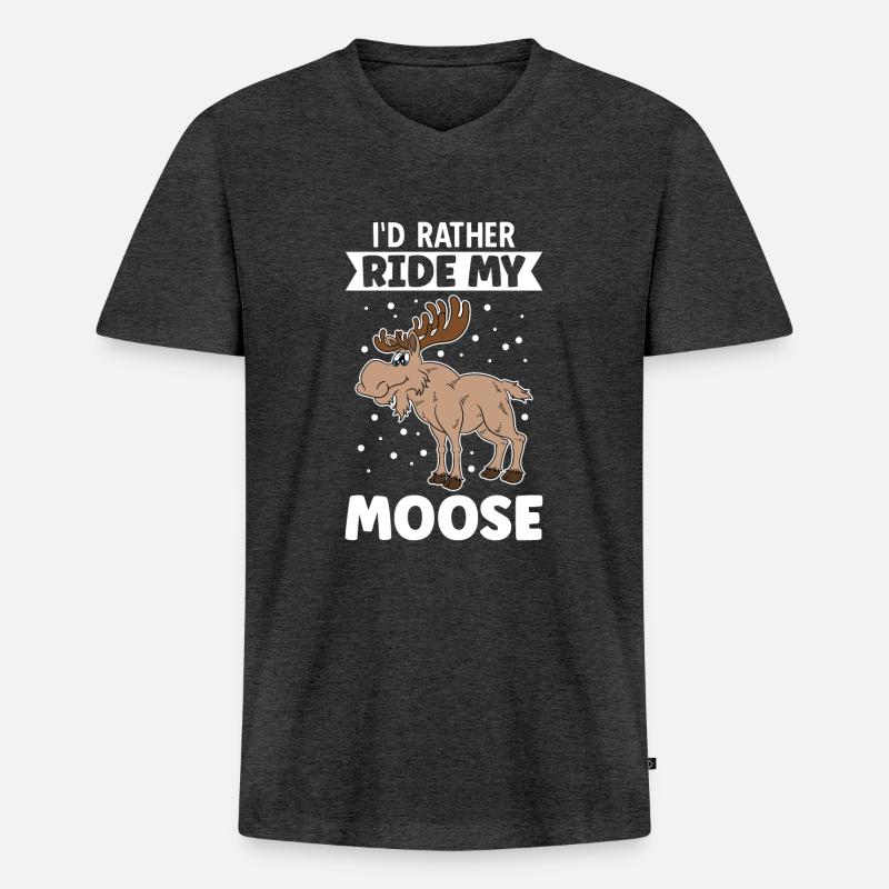 I'd Rather Ride My Moose - Männer Premium Bio T-Shirt mit V-Ausschnitt - Anthrazit meliert