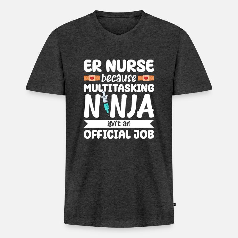 Lustige Krankenschwester Geschenke - Männer Premium Bio T-Shirt mit V-Ausschnitt - Anthrazit meliert